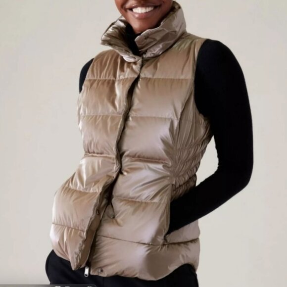 Jackets & Blazers - Athleta Vest Womens Small Pyrite Shine Metallic Downtown Puffer Down Waterfowl